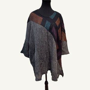 Tarina Asu Linen Tunic Finland Lagenlook Asymmetrical Pocket Top M